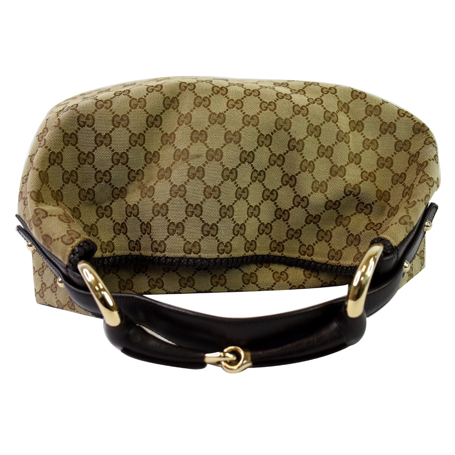 Gucci Beige/Ebony GG Canvas Medium Horsebit Hobo Bag - Yoogi's Closet