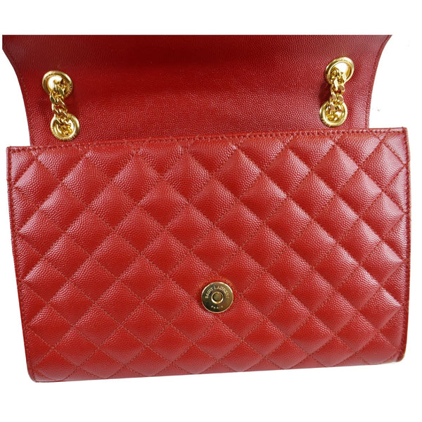 YVES SAINT LAURENT Medium Envelope Leather Chain Shoulder Bag Red