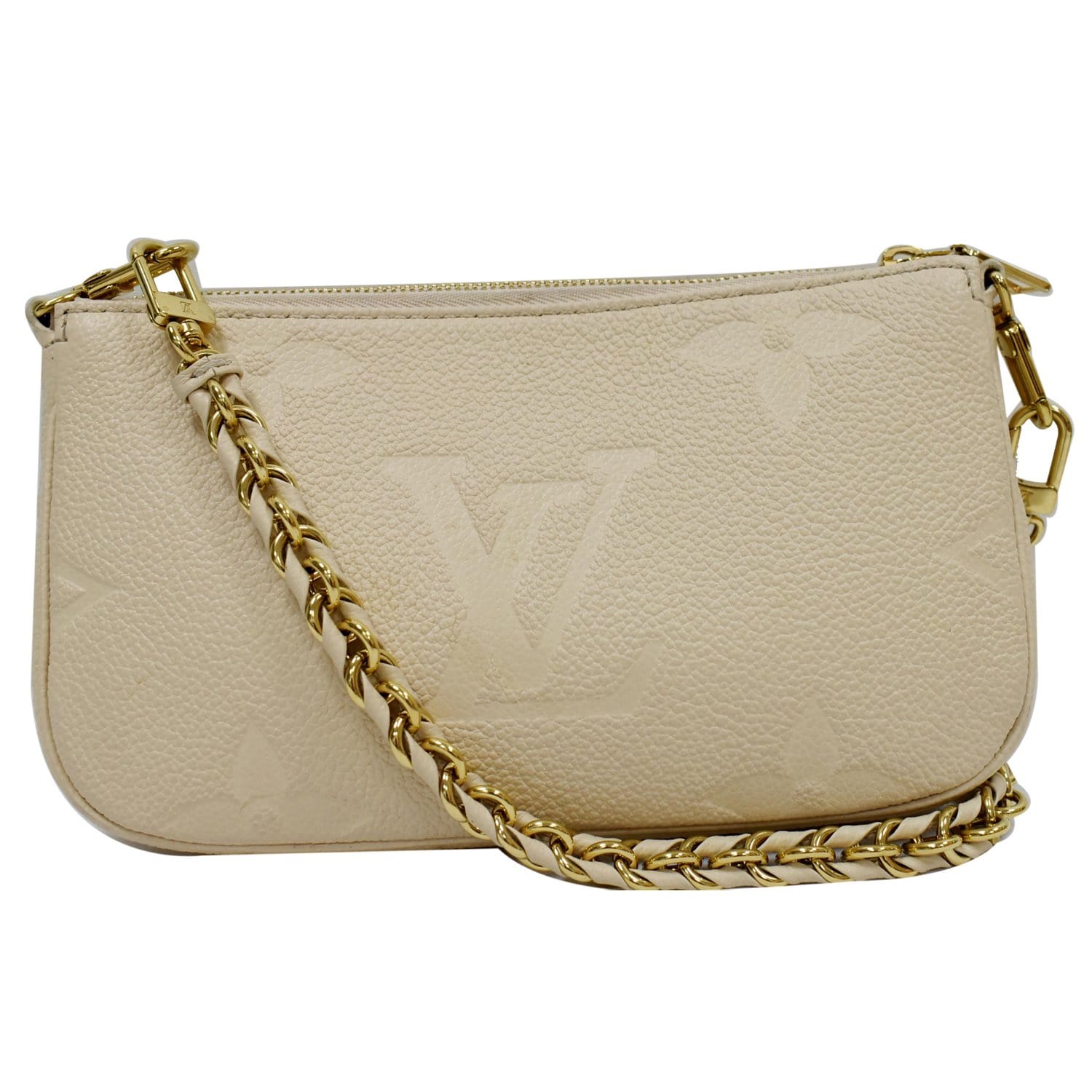 ❣️BNIB❣️Louis Vuitton Mini Pochette Accessories Khaki Beige Creme Empriente  Leather