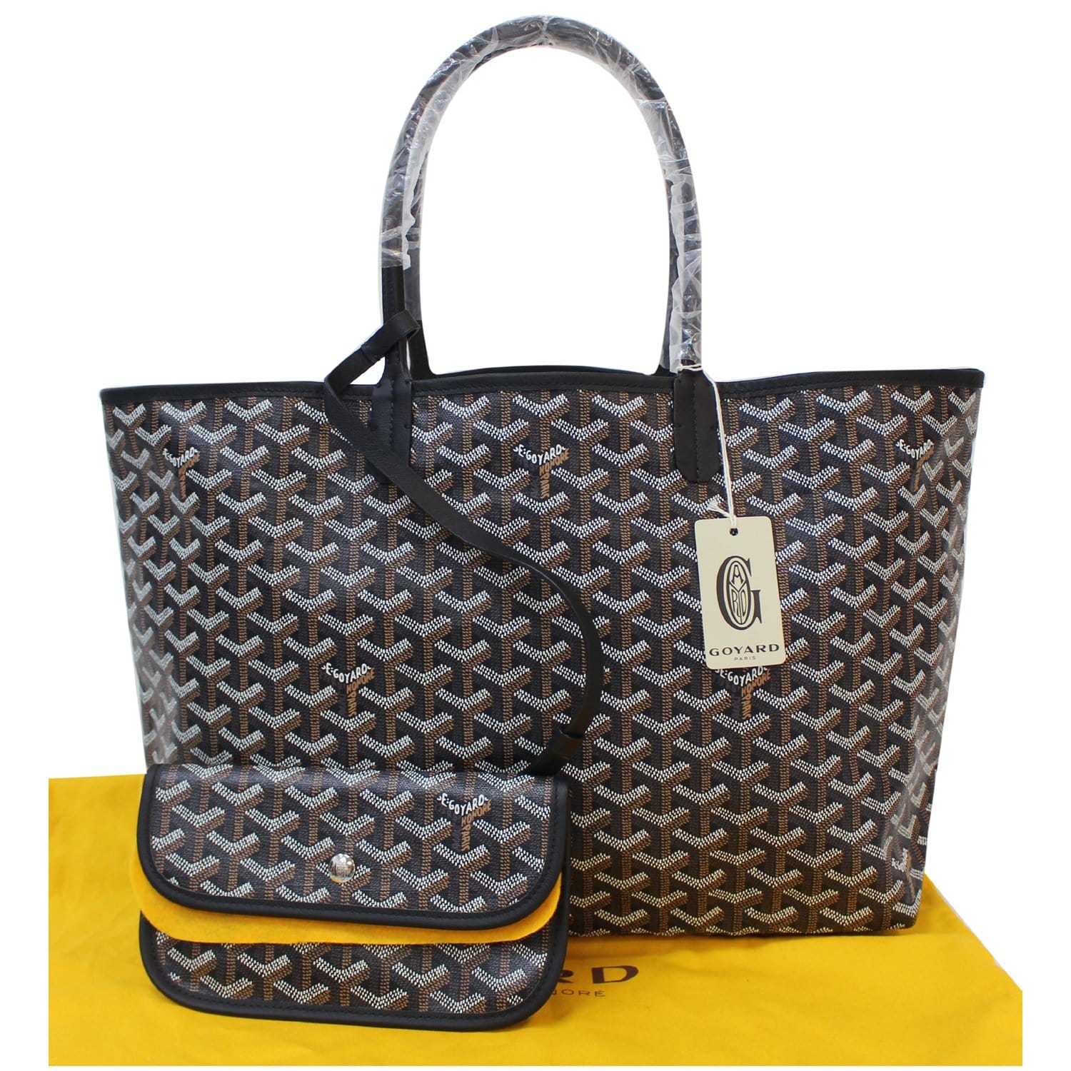 Goyard Saint-Louis PM Tote Bag with Pouch Leather White Preowned Good