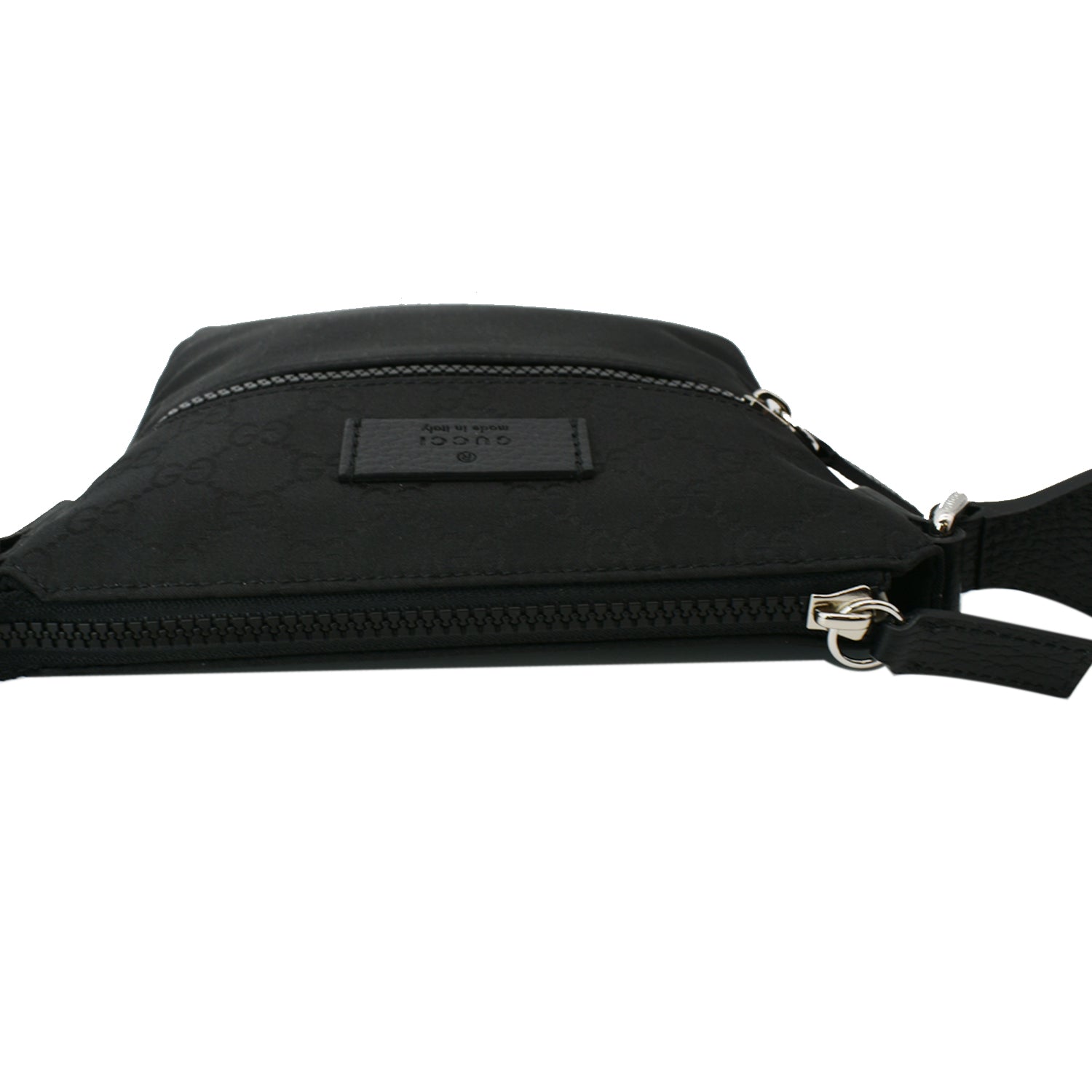 Black nylon messenger bag