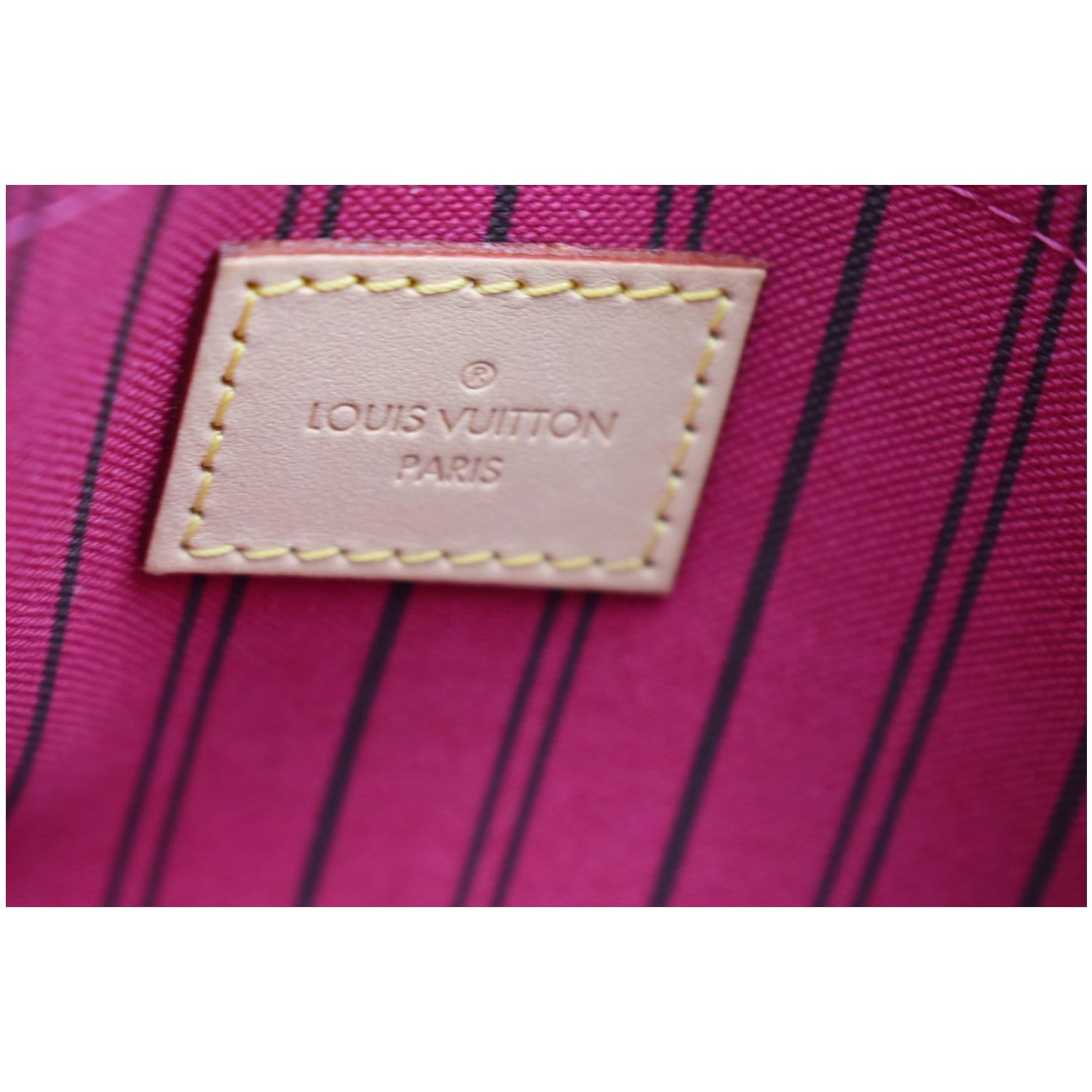 Louis Vuitton Monogram x Fuchsia Neverfull Pochette MM or GM Wristlet Pouch