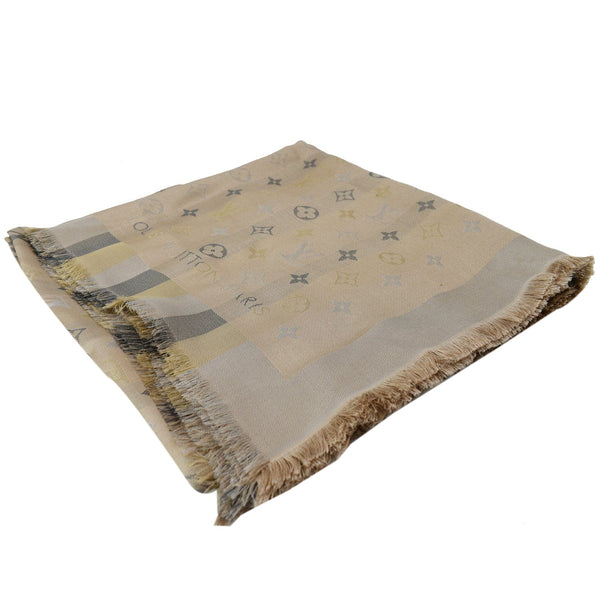 LOUIS VUITTON Silk Monogram Scarf/Shawl Beige