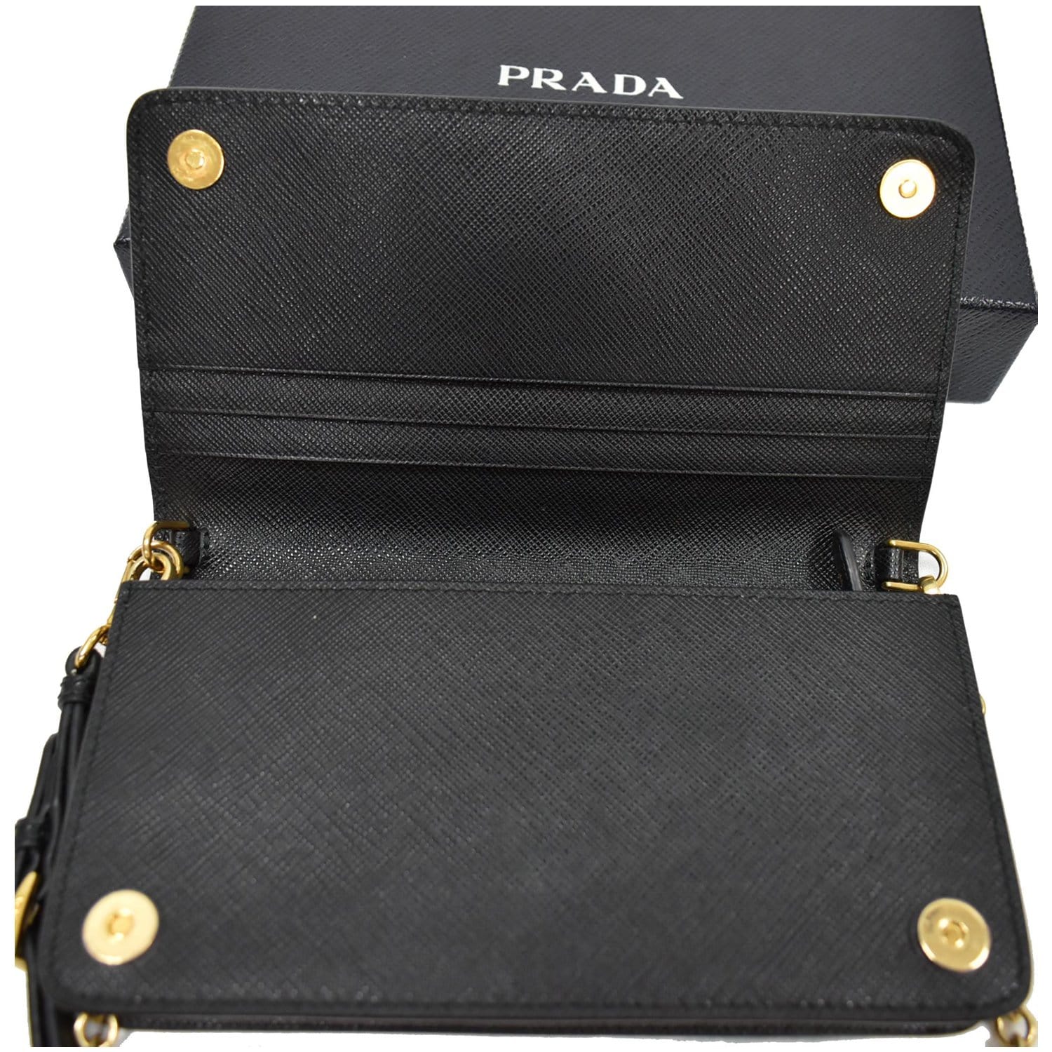 Prada Chain Flap Bag Saffiano Leather Small Black 2087481