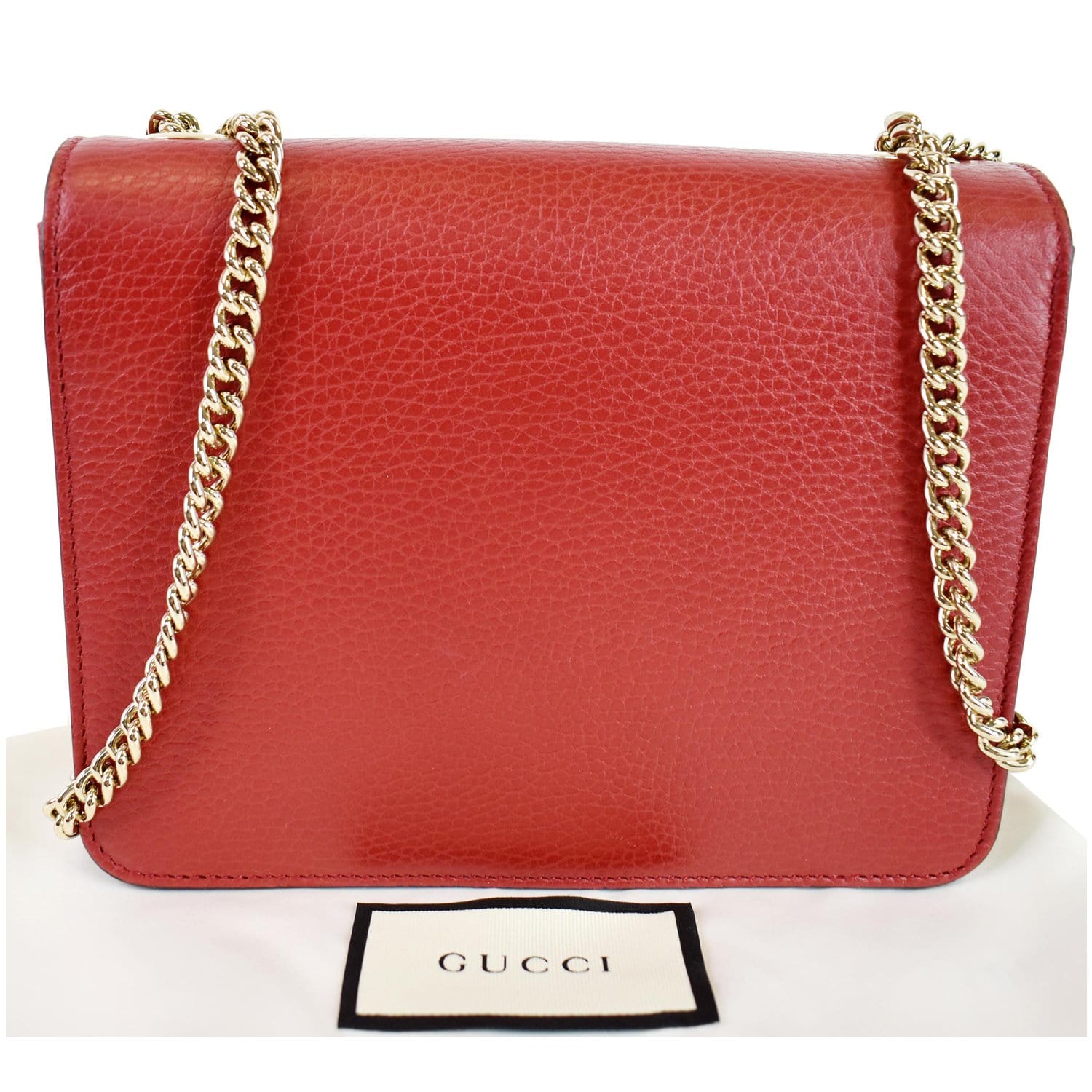 GUCCI Chain Interlocking Shoulder Bag Leather Red 510304 Auth