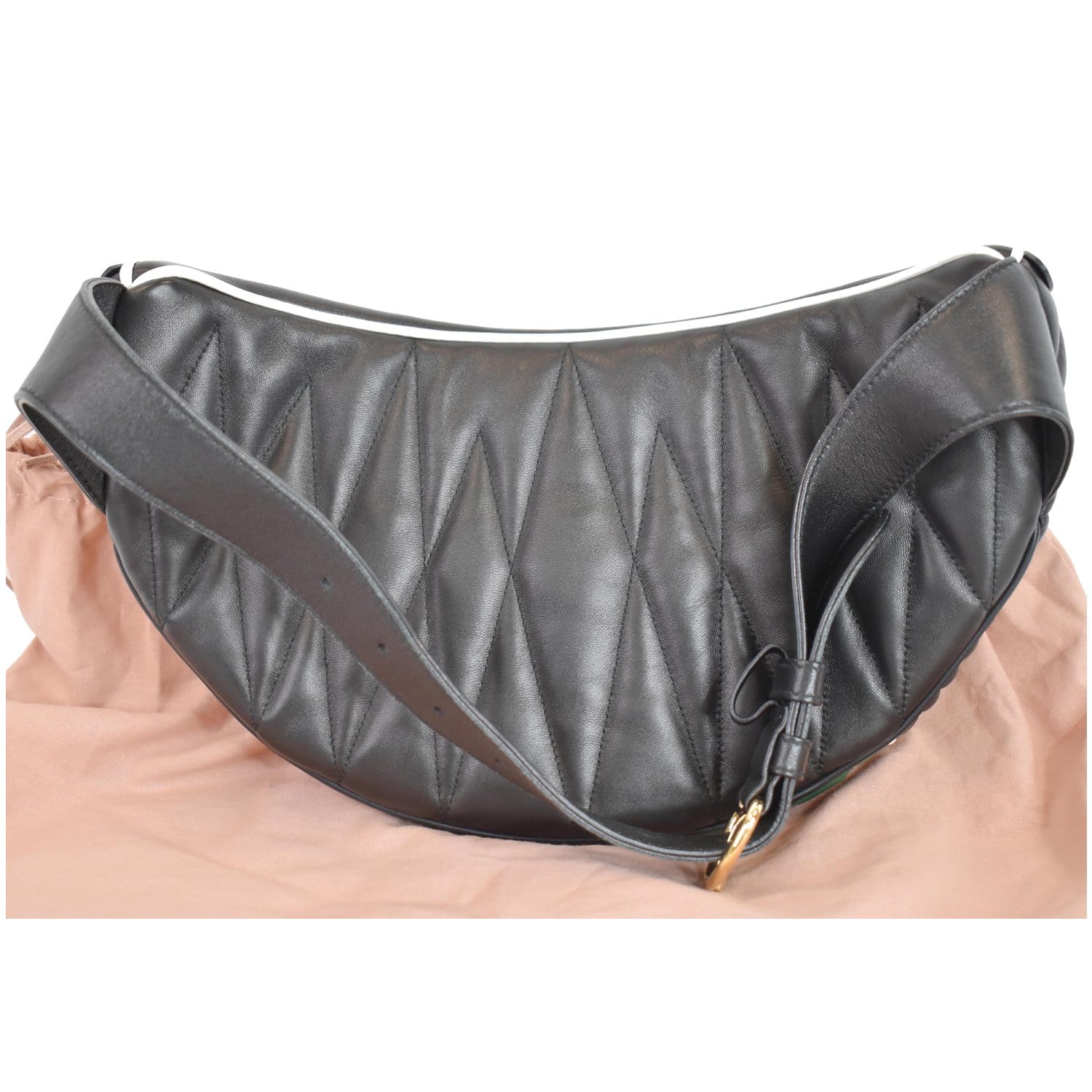 Miu Miu Leather Double Strap Zipper Shoulder Tote Handbag | Black
