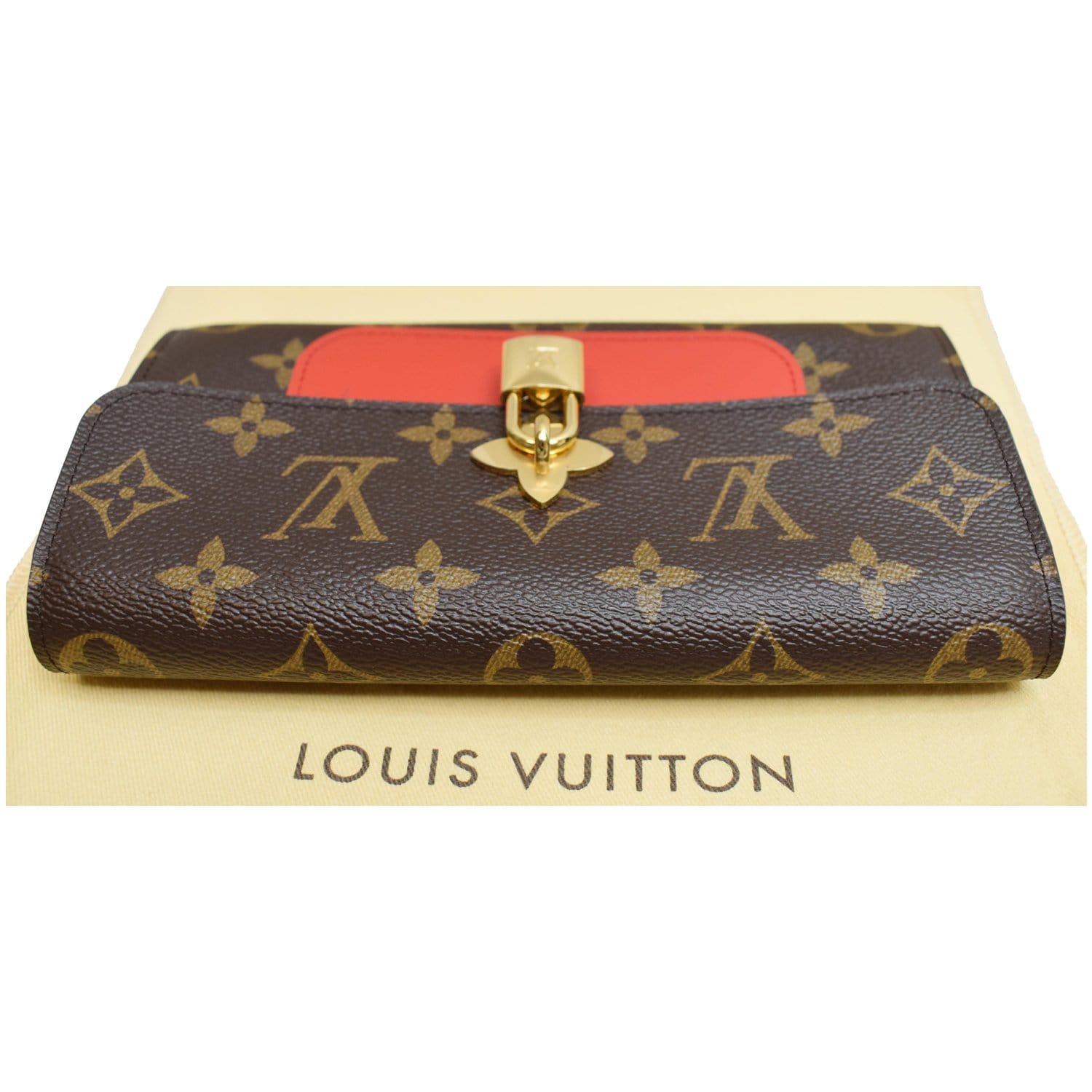 RvceShops Revival  Red Louis Vuitton Monogram Flore Wallet On