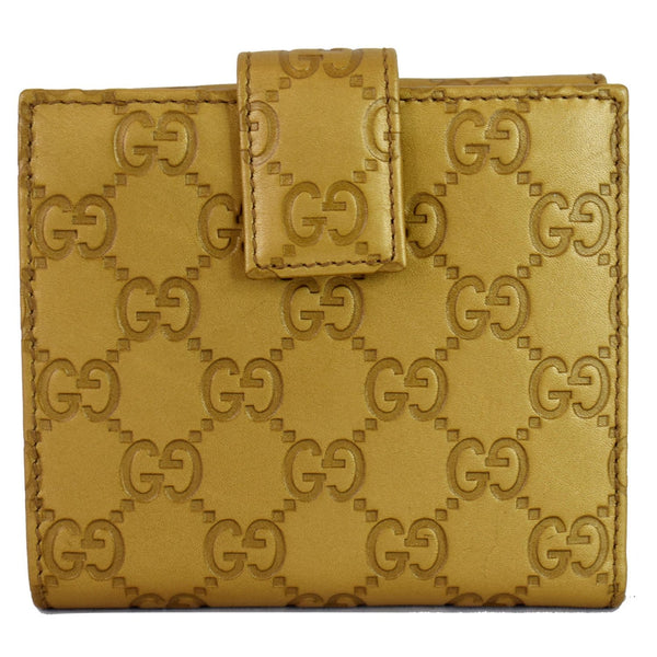 GUCCI Lovely Heart Guccissima Leather French Flap Wallet Gold 245727