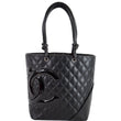 CHANEL Cambon Ligne Quilted Calfskin Leather Tote Bag Black