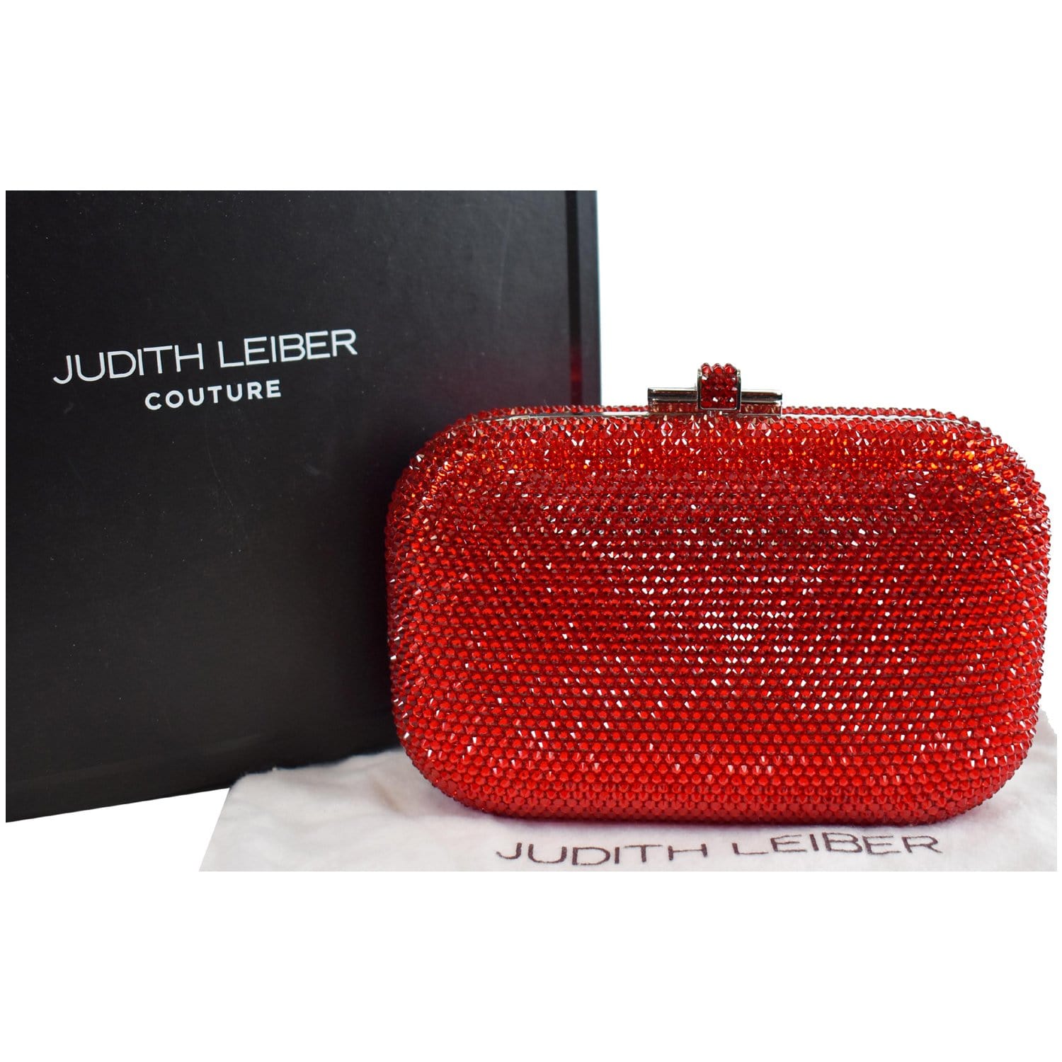 Judith Leiber Money Bags Crystal Embellished Clutch Silver