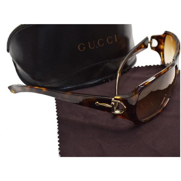 GUCCI Havana Frame Wrap Sunglasses Brown Lens