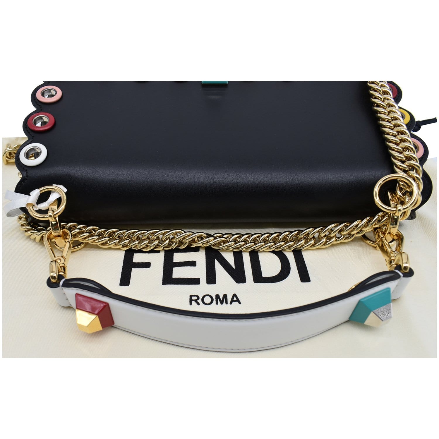 Fendi - Black Vitello Detachable Pouches Chain Wallet