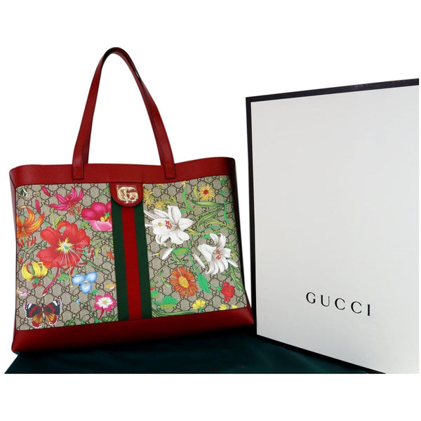 Gucci Ophidia GG Flora Medium Shoulder Tote Bag Red - gucci bag for sale