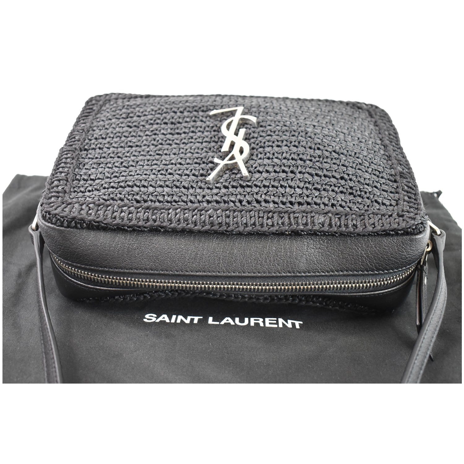Saint Laurent Lou Camera raffia crossbody bag - ShopStyle