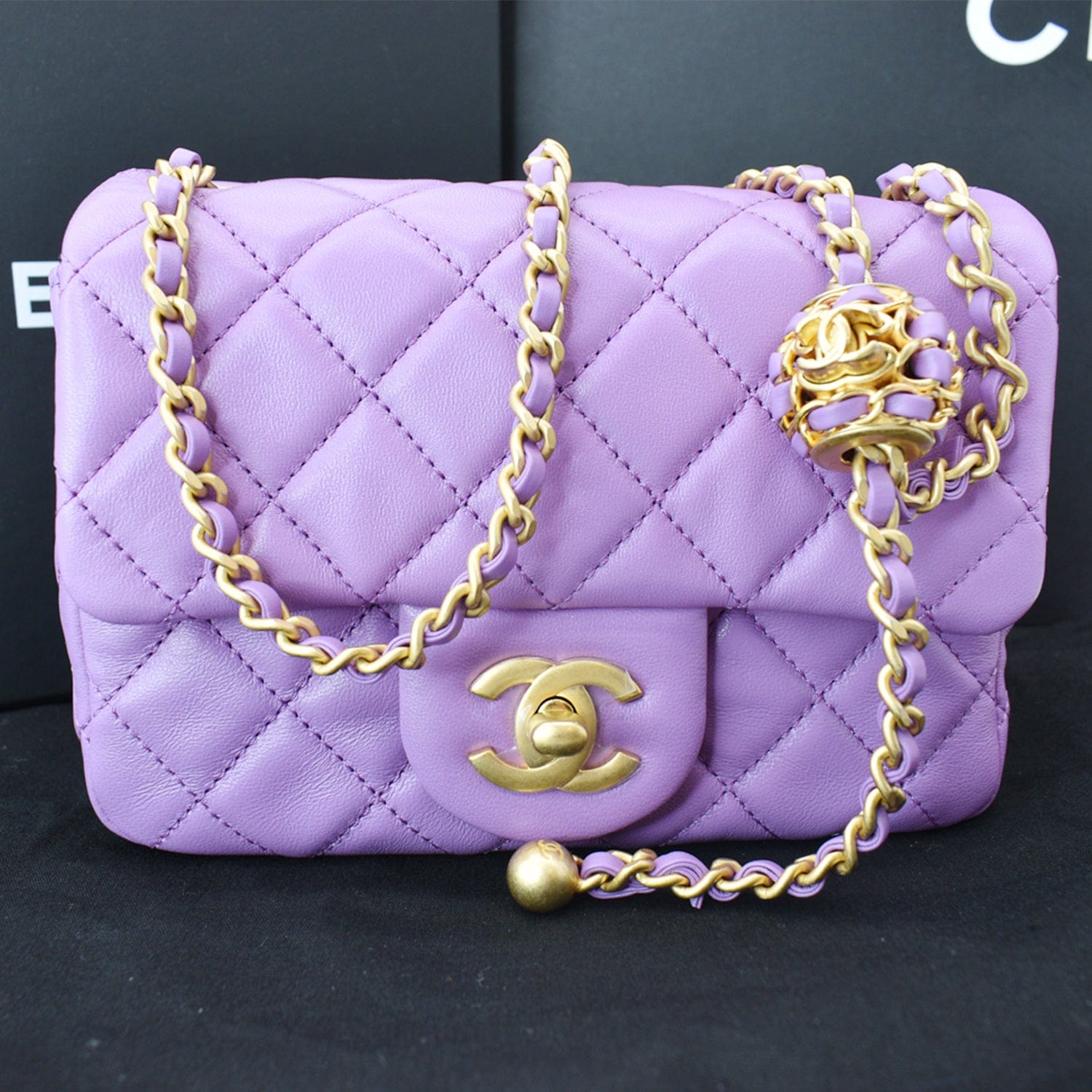 RARE Chanel Pearl Crush Mini Square Flap Bag with Brushed Gold Hardw   Sellier