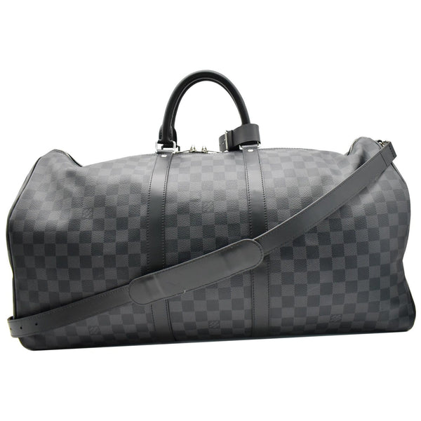 LOUIS VUITTON Keepall Bandouliere 55 Damier Graphite Travel Bag Black