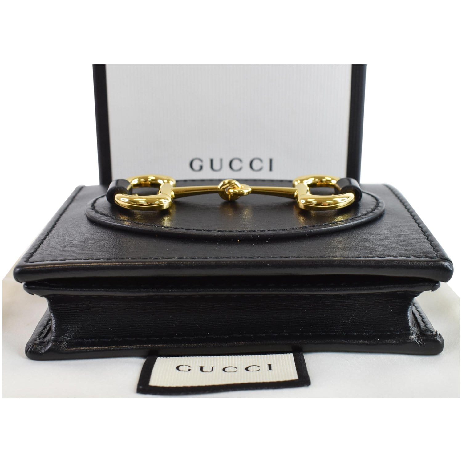 Authentic Gucci Horsebit Zip Around Black Leather 621889 493075
