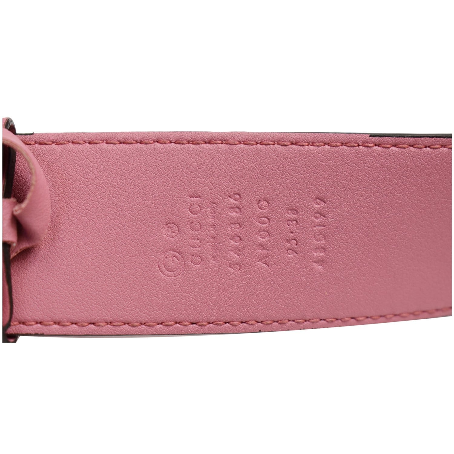 Gucci - Authenticated Interlocking Buckle Belt - Leather Pink Striped for Women, Very Good Condition