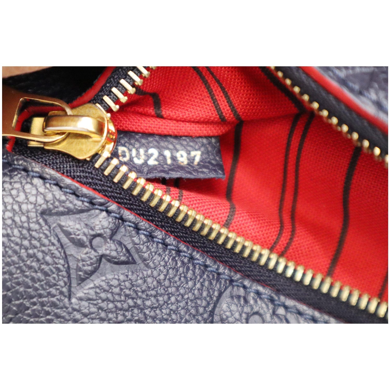 Authentic Louis Vuitton Speedy 25 Bandouliere Empreinte Marine Rouge