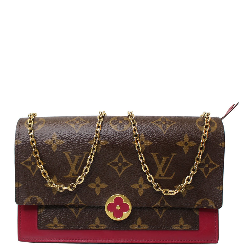 Louis Vuitton Flore Chain Wallet Monogram Brown/Rose Ballerine in