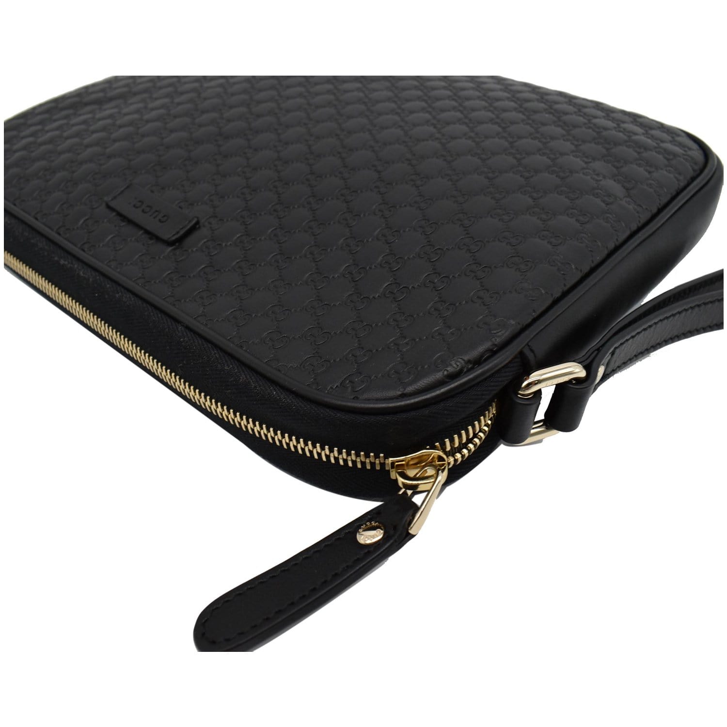 Gucci Microguccisima Black Leather Drawstring Backpack 607993