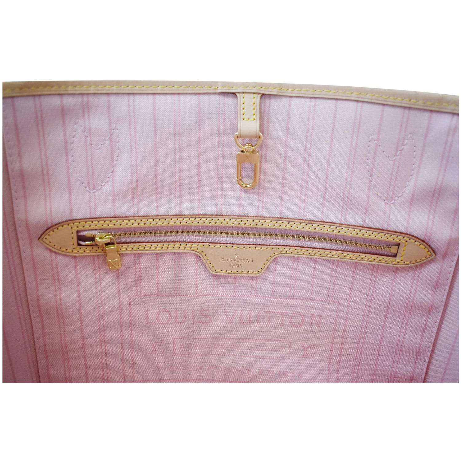 Authentic Louis Vuitton Neverfull MM Rose Ballerina Pink Interior for