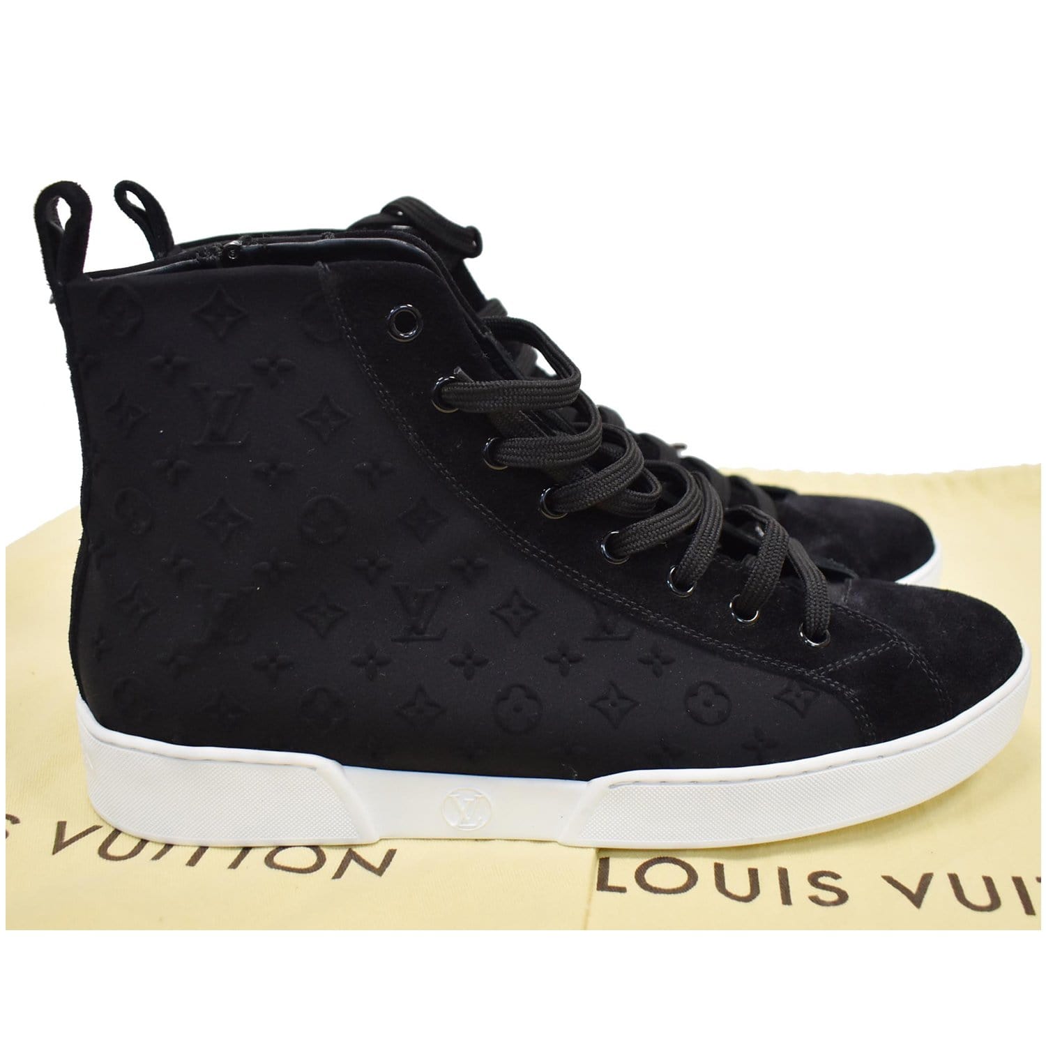 Louis Vuitton Black Suede and Canvas Low Top Sneakers Size 43