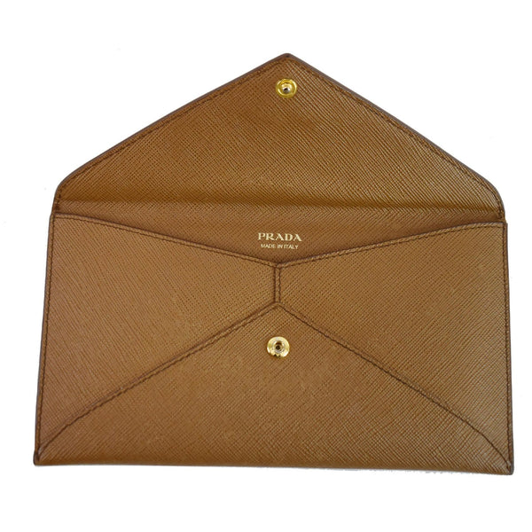 PRADA Envelope Saffiano Leather Wallet Brown