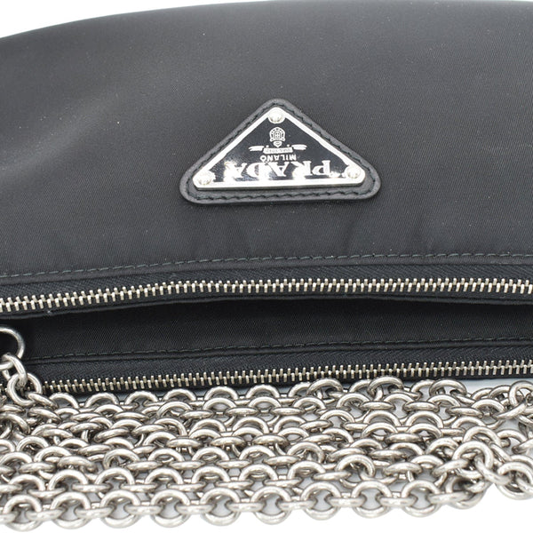 PRADA Mini Nylon Chain Crossbody Bag Black