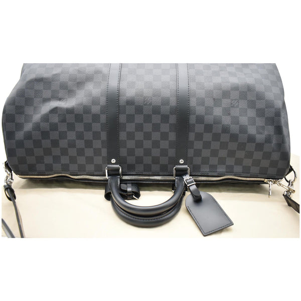 LOUIS VUITTON Keepall Bandouliere 55 Damier Graphite Travel Bag Black