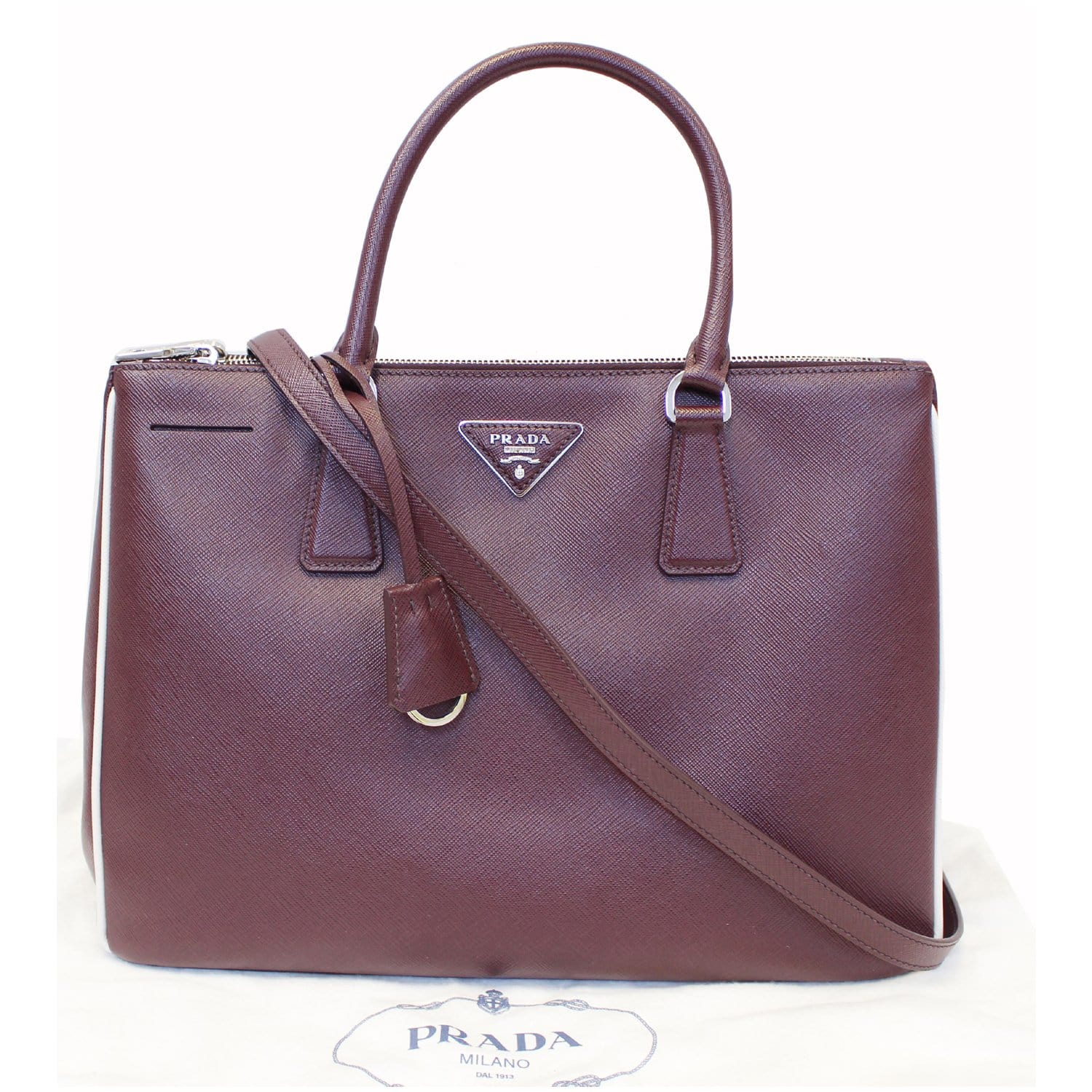 Prada Large Saffiano Lux Promenade Tote Bag - Burgundy Totes, Handbags -  PRA847545