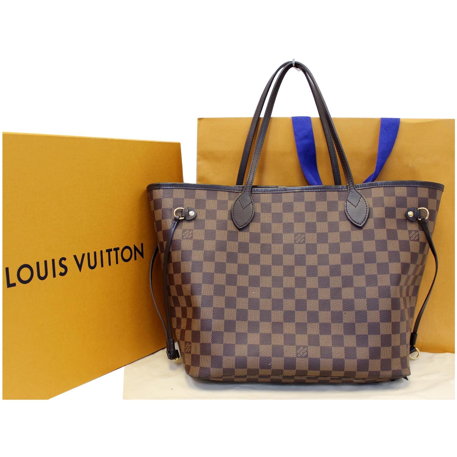 Louis Vuitton Neverfull MM damier ebene shoulderbag tote canvas vintage  Brown Leather Cloth ref.850260 - Joli Closet