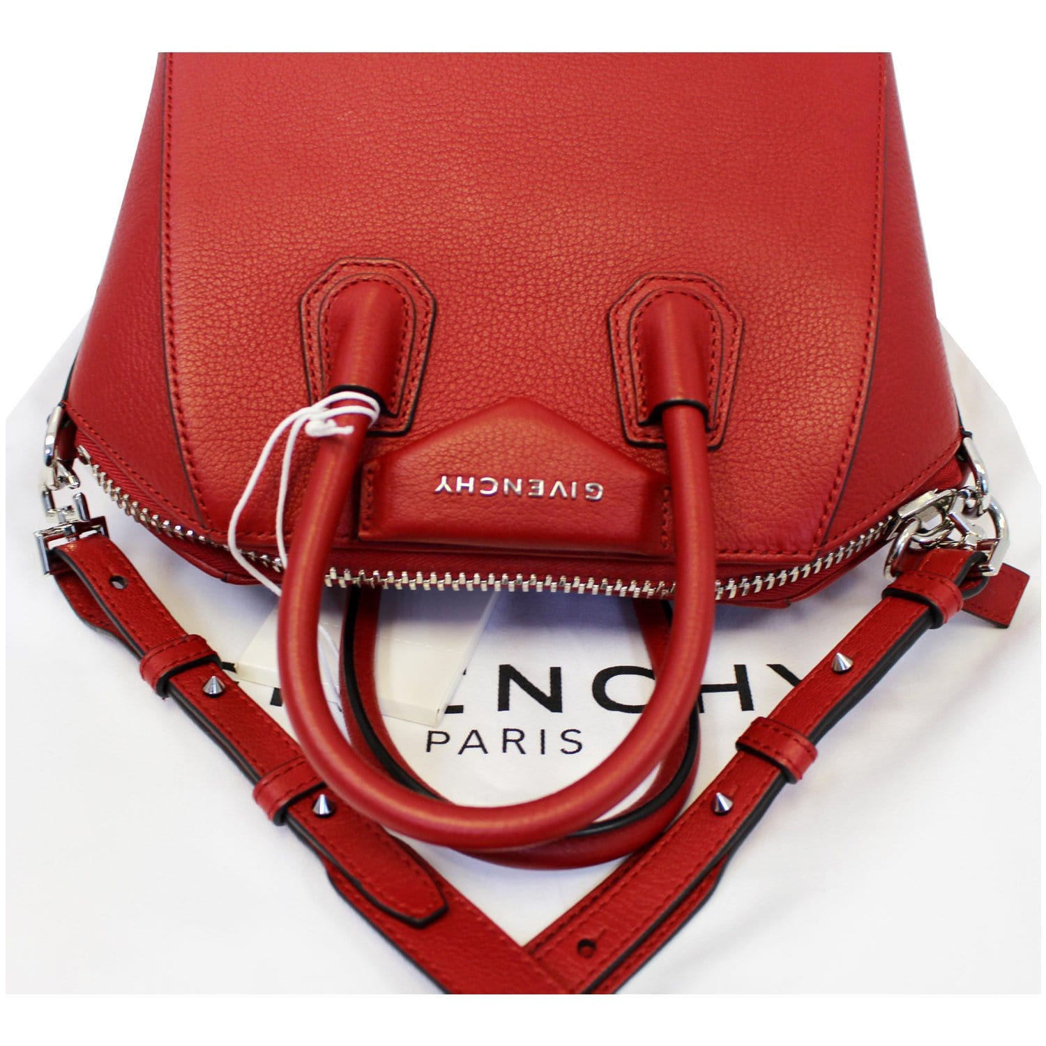 Givenchy Antigona Mini Red Grained Calfskin Silver Hardware – Coco