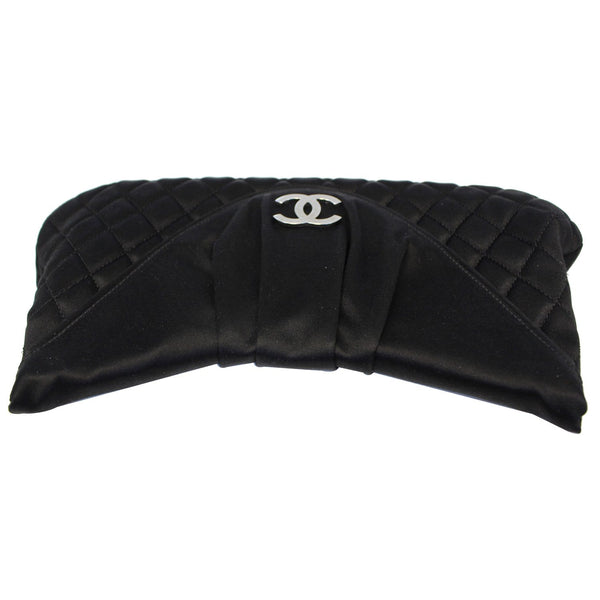 CHANEl CC Half Moon Quilted Satin Clutch Black-US