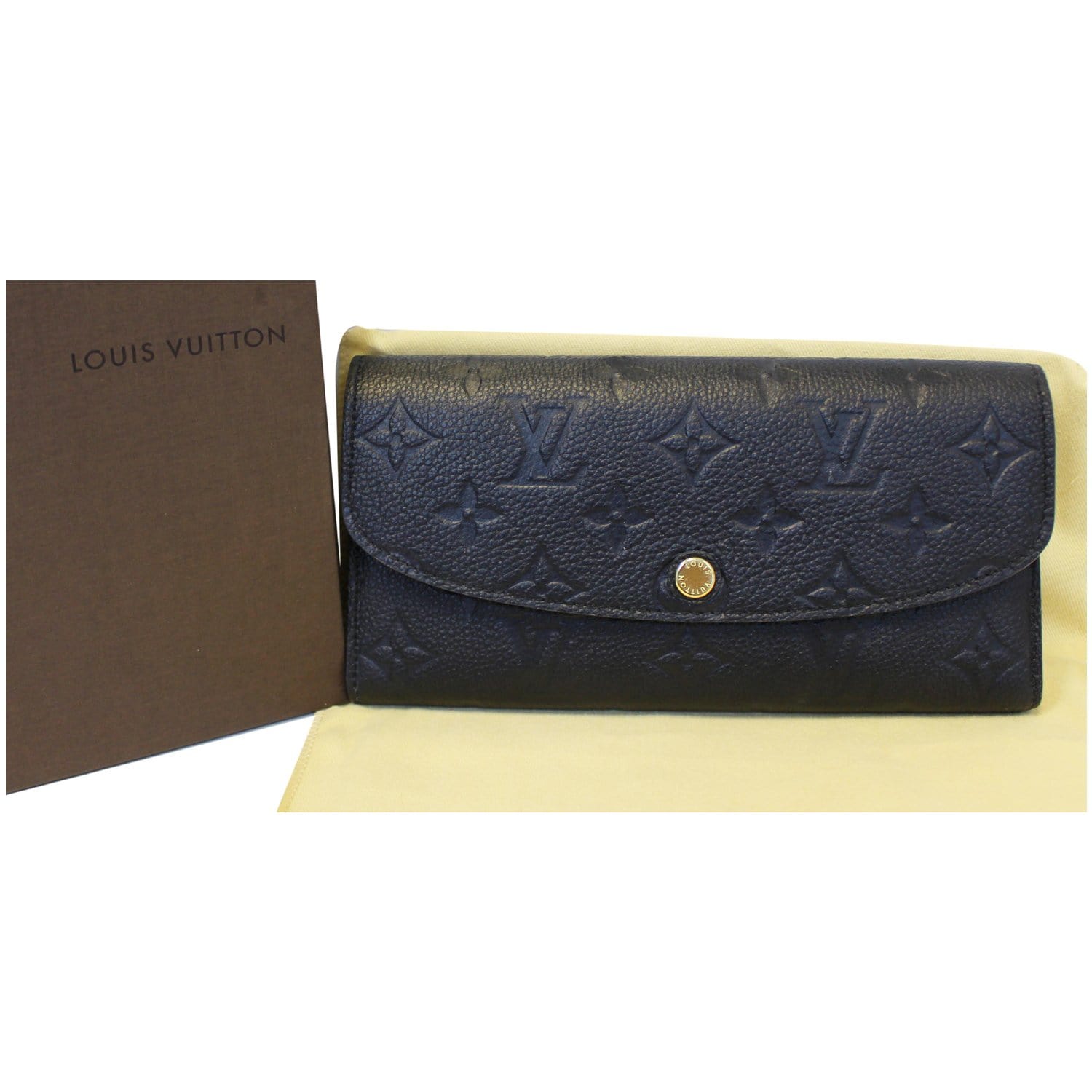 Louis Vuitton Portefeuille Emilie Monogram Unisex Leather Logo Long Wallets, Black