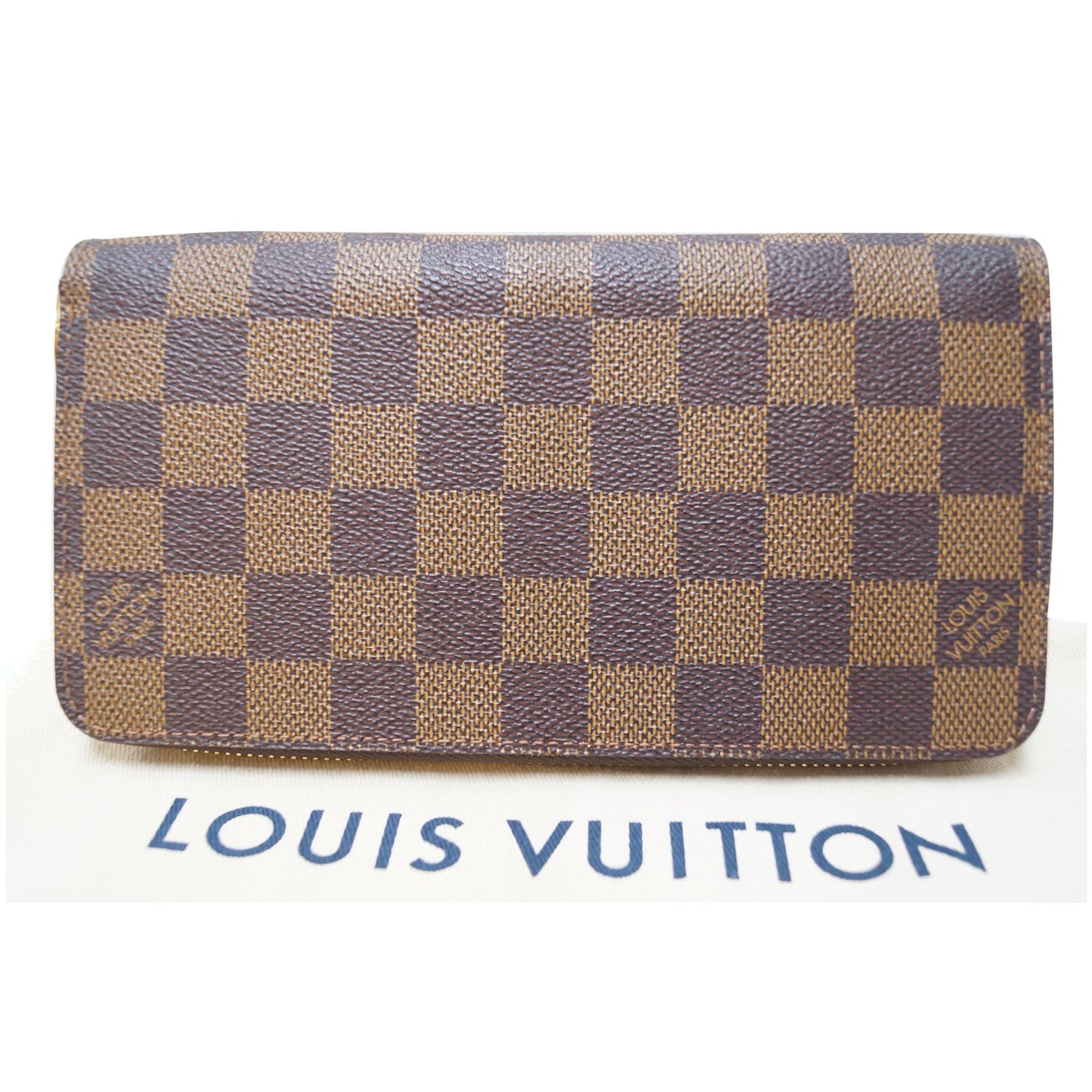 Louis Vuitton Damier Ebene Zip Around Wallet Brown