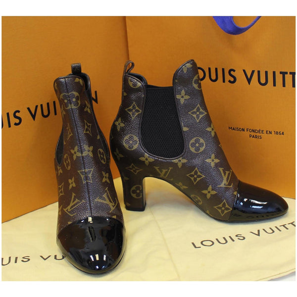 LOUIS VUITTON Monogram Canvas Revival Ankle Boots Size 37-US