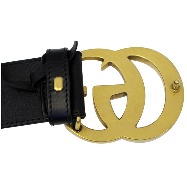 GUCCI Double G Buckle Black Leather Belt 400593