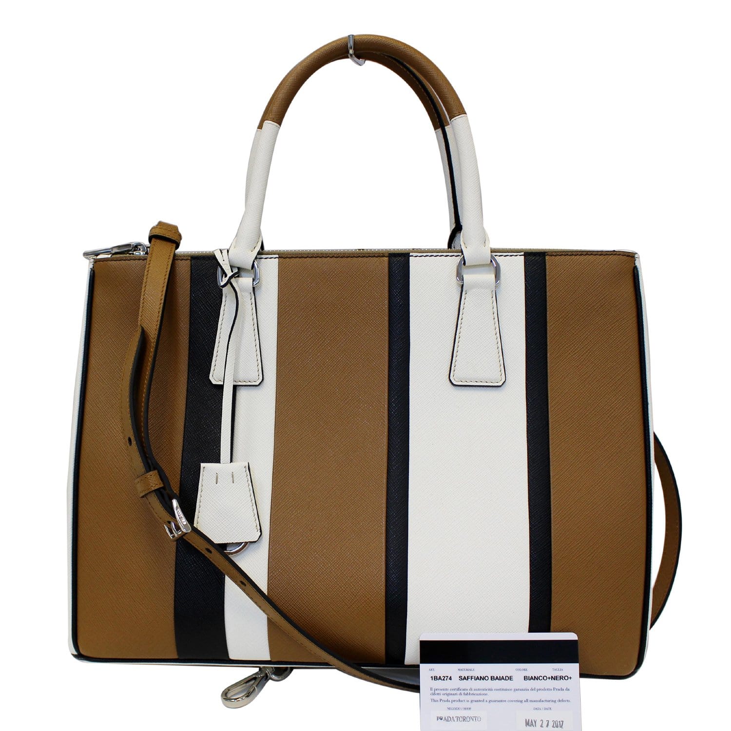 Shop PRADA Saffiano Leather Work Bag Bianco by Caterina