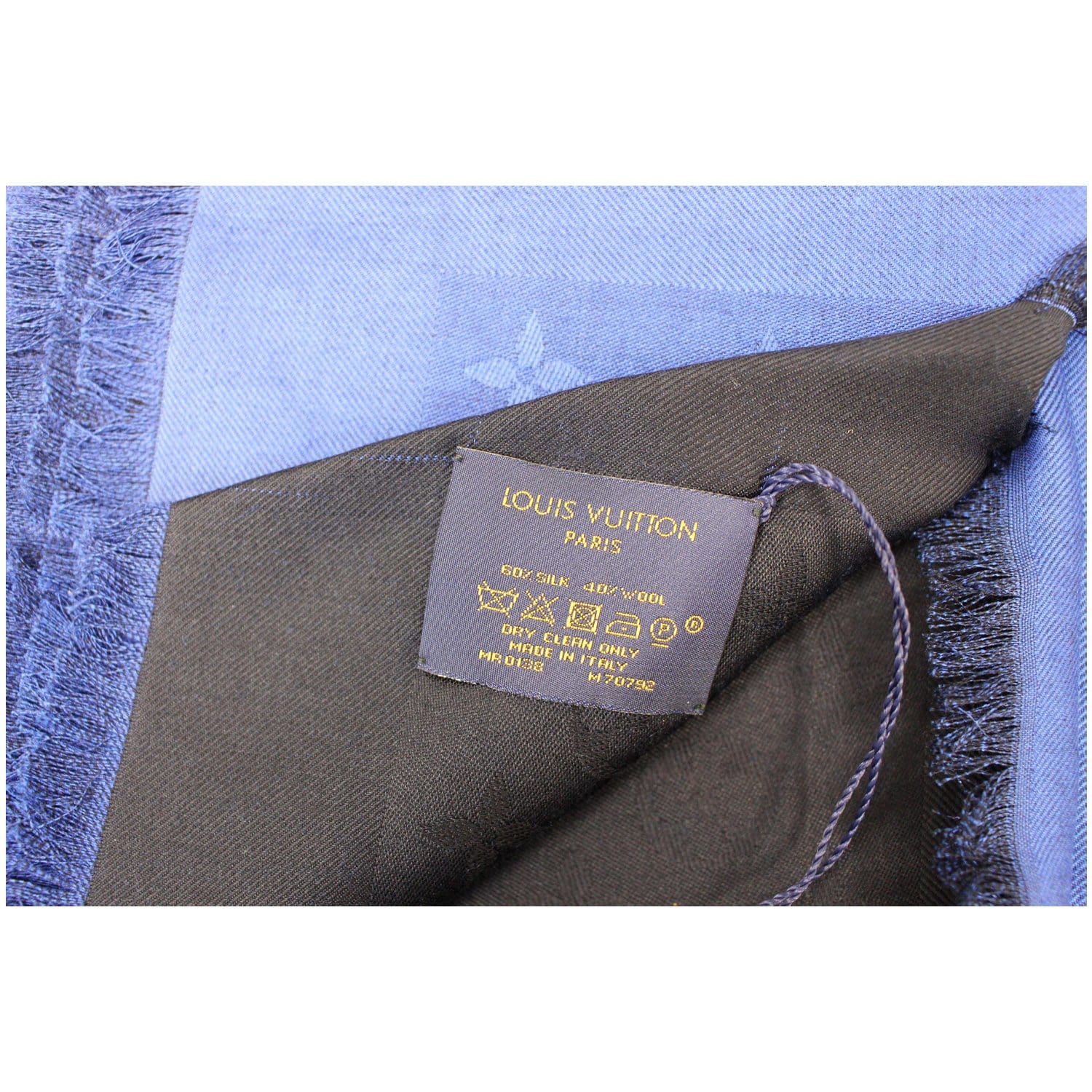 Louis Vuitton Monogram Denim Shawl Blue Silk