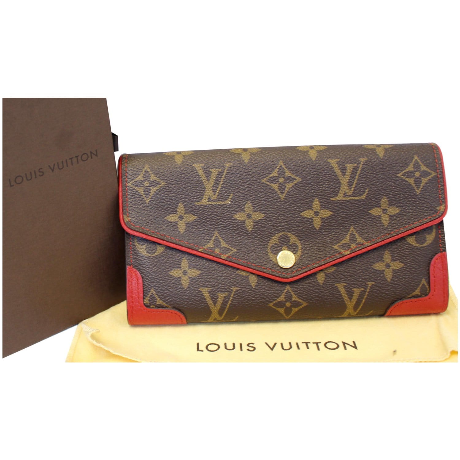 NEW! Louis Vuitton Monogram Canvas SARAH WALLET RETIRO M61184, Red –  VALLEYSPORTING