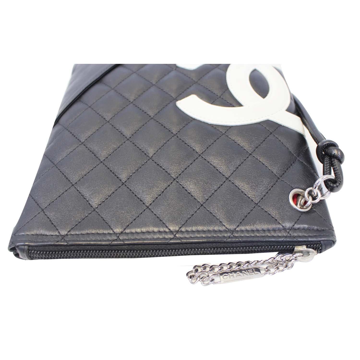 Chanel Cambon Line Pochette Brown Black Beige Leather ref.89754