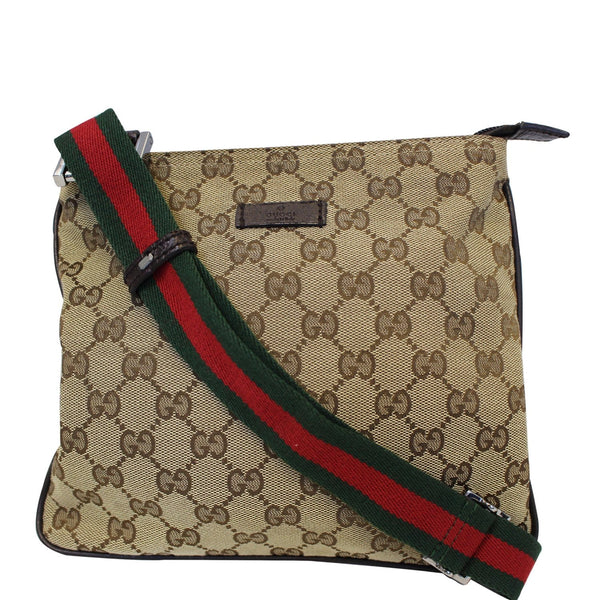 GUCCI GG Monogram Canvas Web Small Messenger Bag Beige 146309