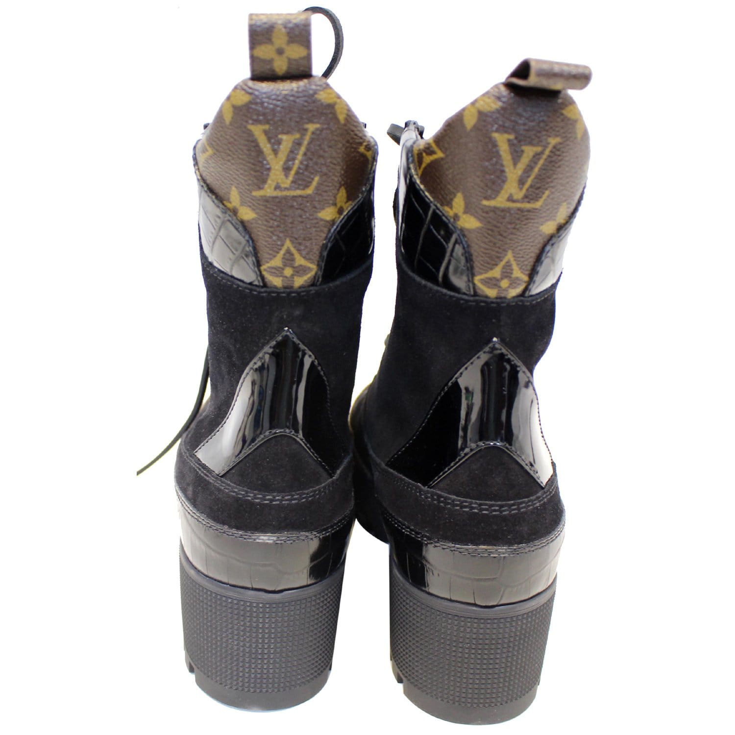 Louis Vuitton Laureate Black Monogram Platform Desert Boots (Size 38 1/2)