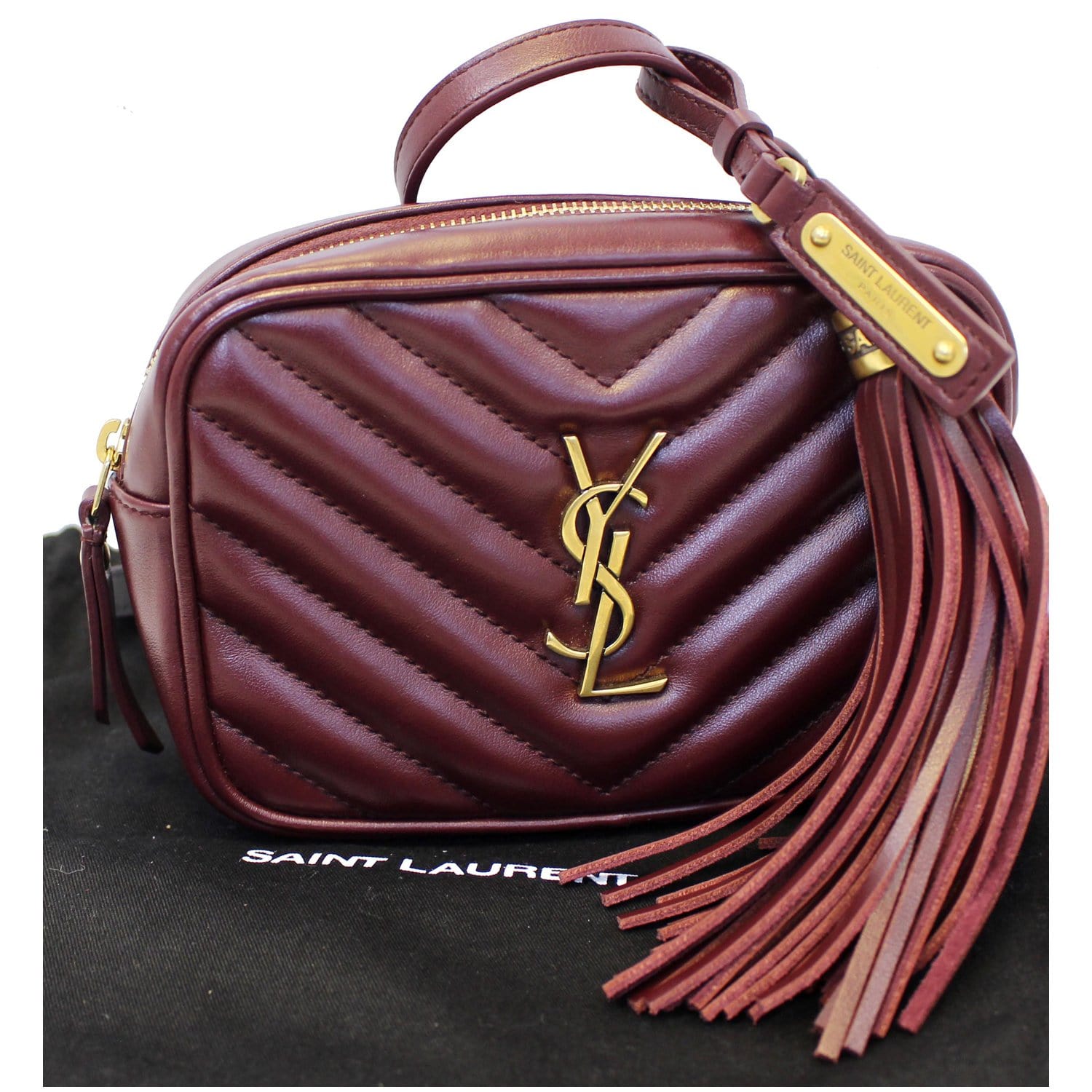 Yves Saint Laurent Burgundy Quilted Leather Lou Belt Bag with Tassel at  1stDibs