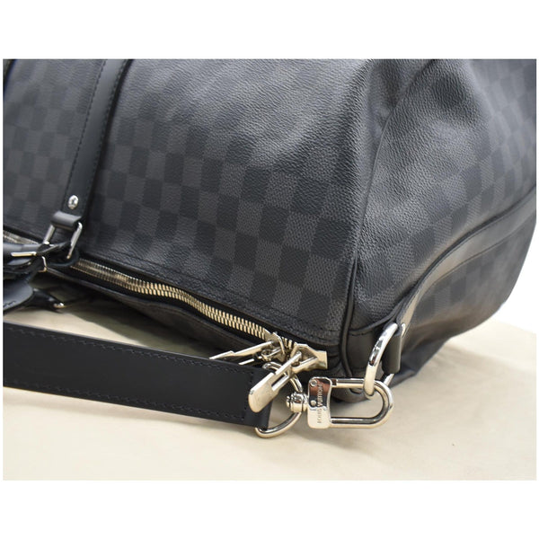 LOUIS VUITTON Keepall Bandouliere 55 Damier Graphite Travel Bag Black