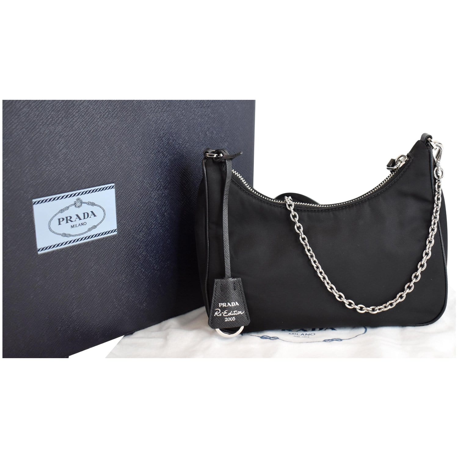 PRADA Nylon Re-Edition 2005 Shoulder Bag Black 1265933