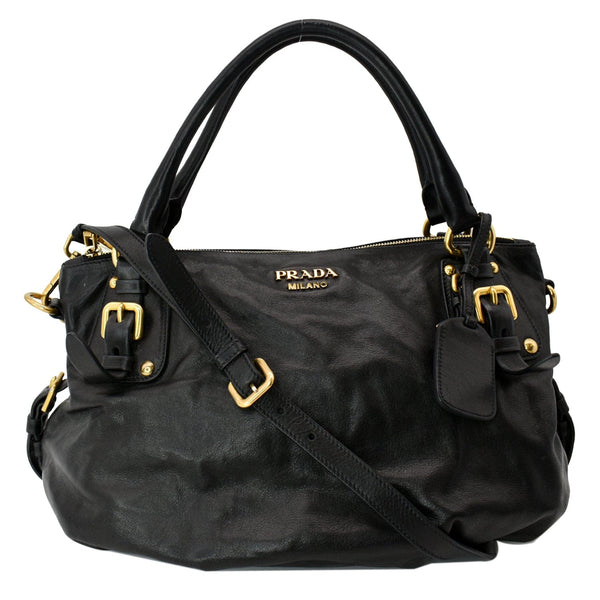 Prada BR4281 Soft Leather Shoulder Bag Black - DDH