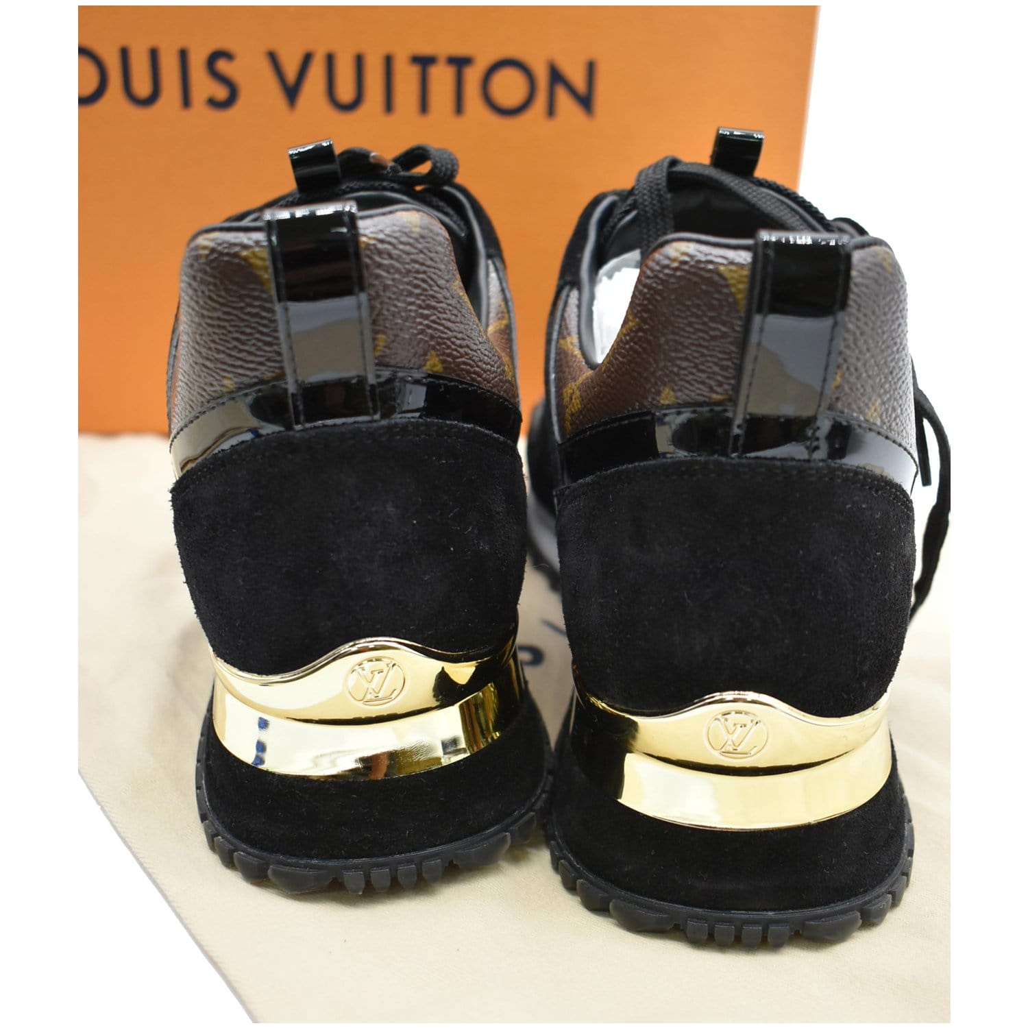 LOUIS VUITTON-Suede Monogram Run Away Sneakers-Size: 38.5
