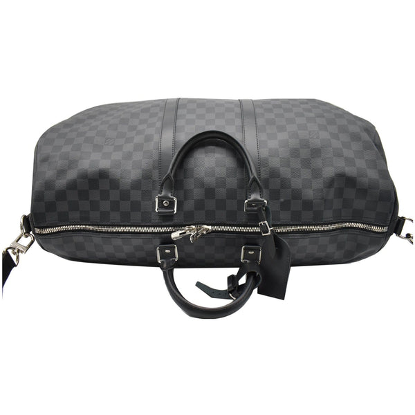 LOUIS VUITTON Keepall Bandouliere 55 Damier Graphite Travel Bag Black